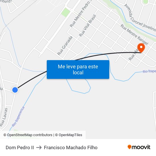 Dom Pedro II to Francisco Machado Filho map