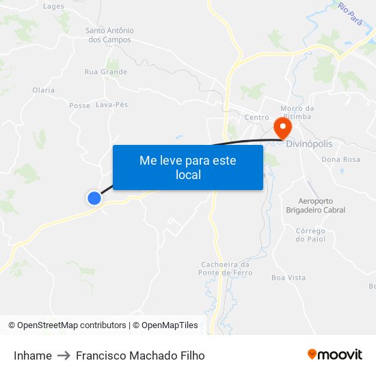 Inhame to Francisco Machado Filho map