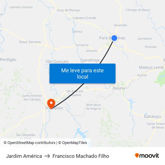 Jardim América to Francisco Machado Filho map