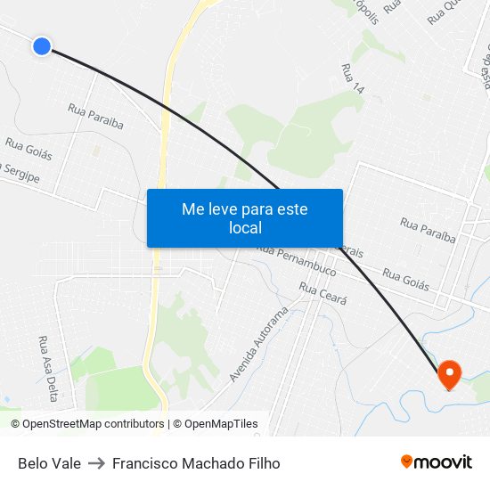 Belo Vale to Francisco Machado Filho map