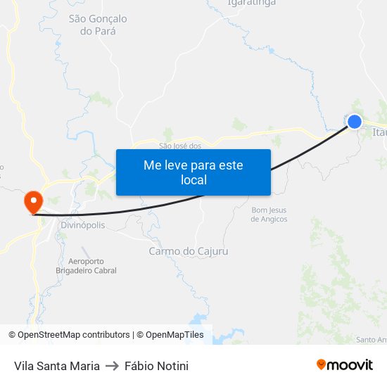 Vila Santa Maria to Fábio Notini map