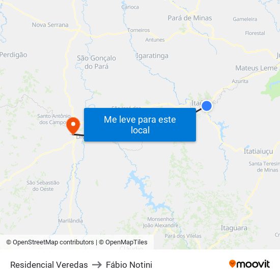 Residencial Veredas to Fábio Notini map