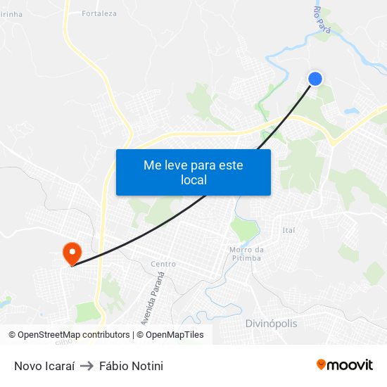 Novo Icaraí to Fábio Notini map