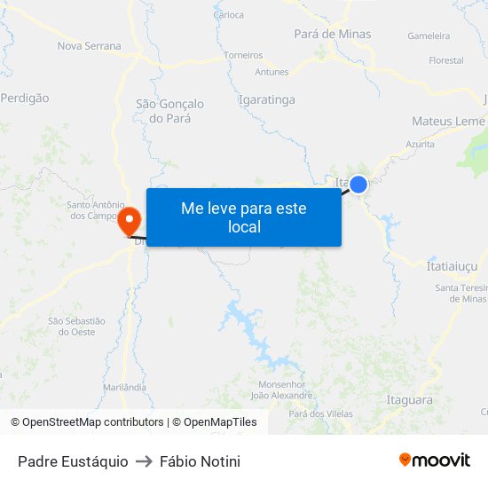 Padre Eustáquio to Fábio Notini map