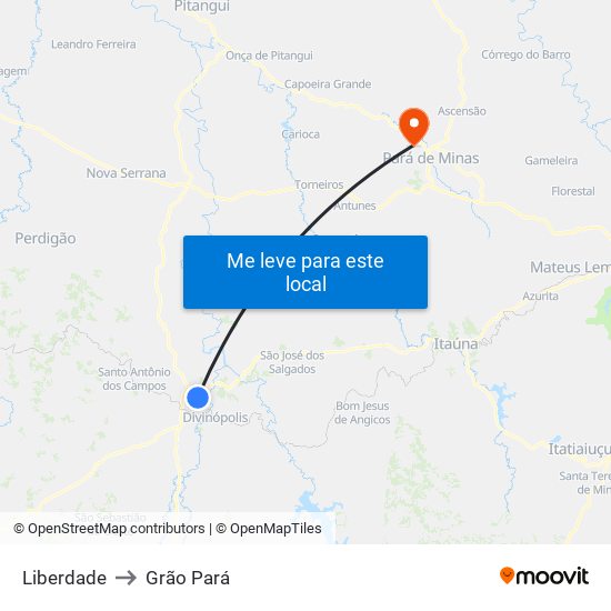 Liberdade to Grão Pará map