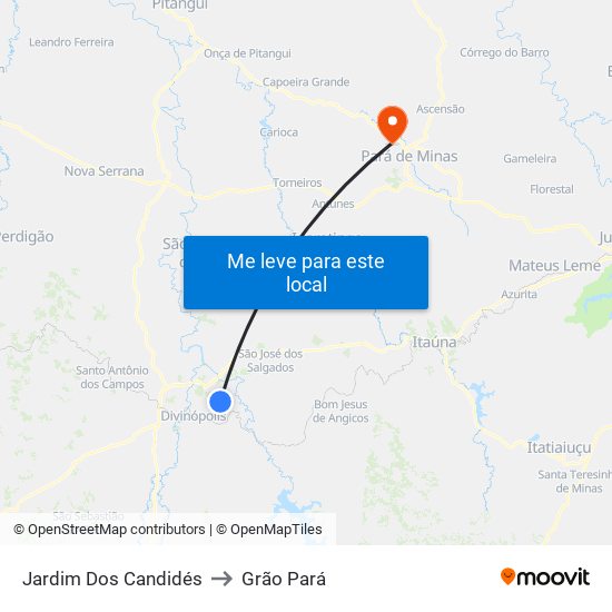 Jardim Dos Candidés to Grão Pará map
