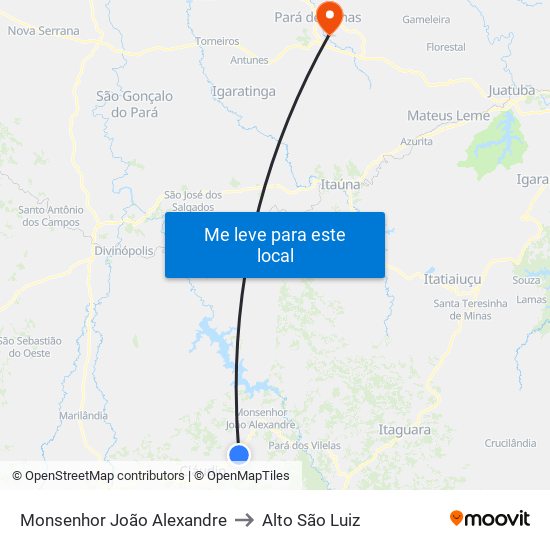 Monsenhor João Alexandre to Alto São Luiz map