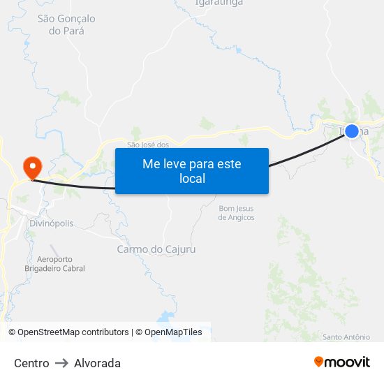 Centro to Alvorada map