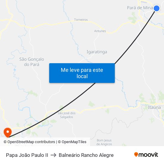 Papa João Paulo II to Balneário Rancho Alegre map