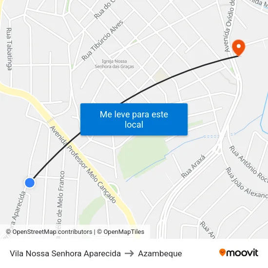 Vila Nossa Senhora Aparecida to Azambeque map