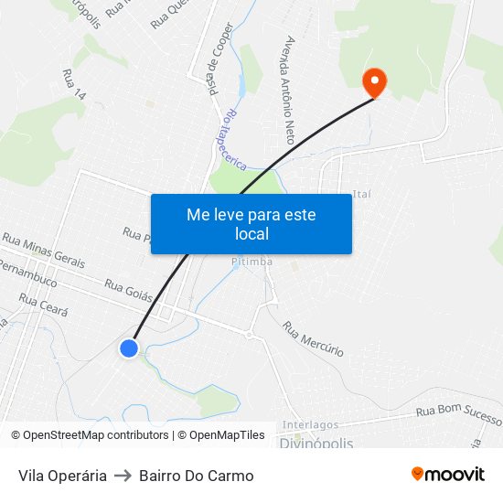 Vila Operária to Bairro Do Carmo map