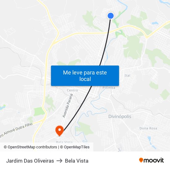 Jardim Das Oliveiras to Bela Vista map
