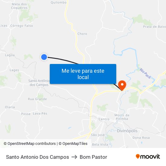 Santo Antonio Dos Campos to Bom Pastor map