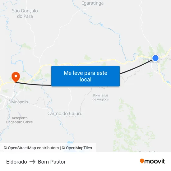 Eldorado to Bom Pastor map