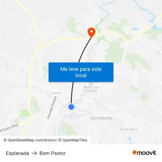 Esplanada to Bom Pastor map
