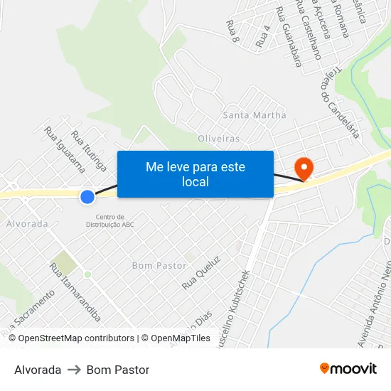 Alvorada to Bom Pastor map