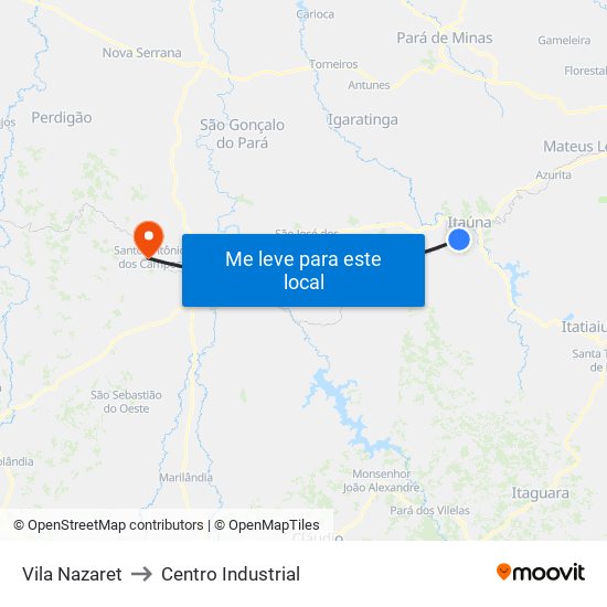 Vila Nazaret to Centro Industrial map