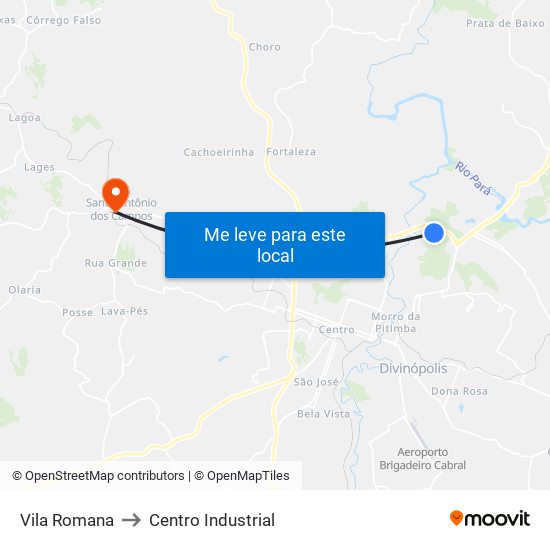Vila Romana to Centro Industrial map