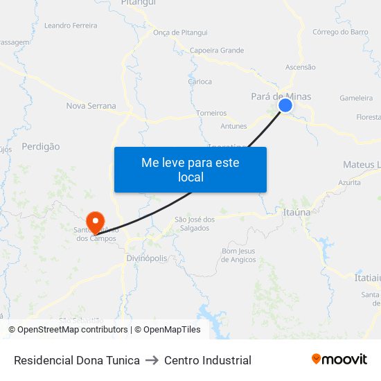 Residencial Dona Tunica to Centro Industrial map