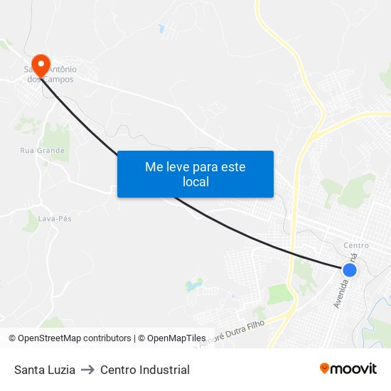 Santa Luzia to Centro Industrial map