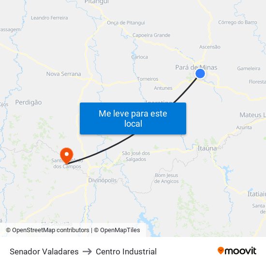 Senador Valadares to Centro Industrial map