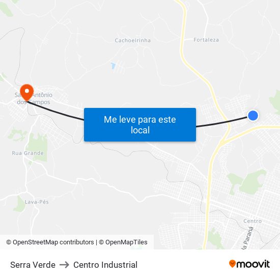 Serra Verde to Centro Industrial map