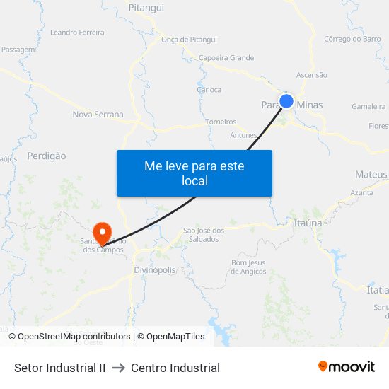 Setor Industrial II to Centro Industrial map