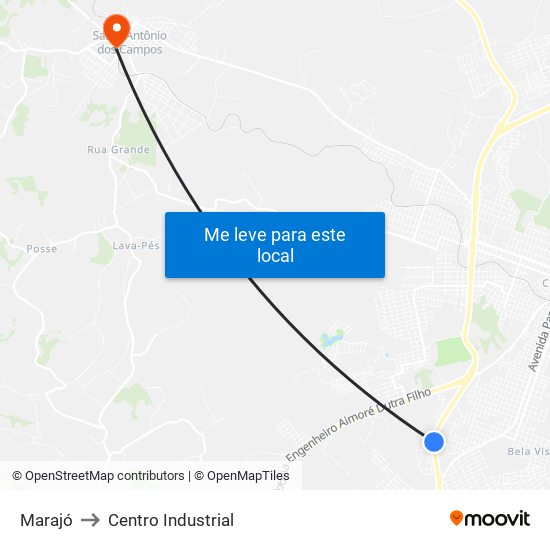 Marajó to Centro Industrial map