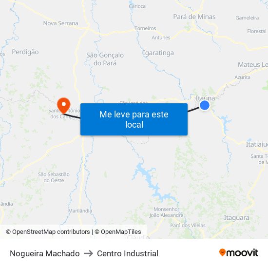 Nogueira Machado to Centro Industrial map