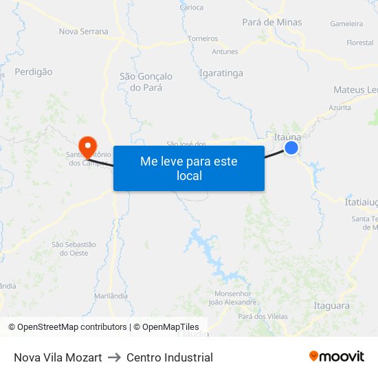 Nova Vila Mozart to Centro Industrial map
