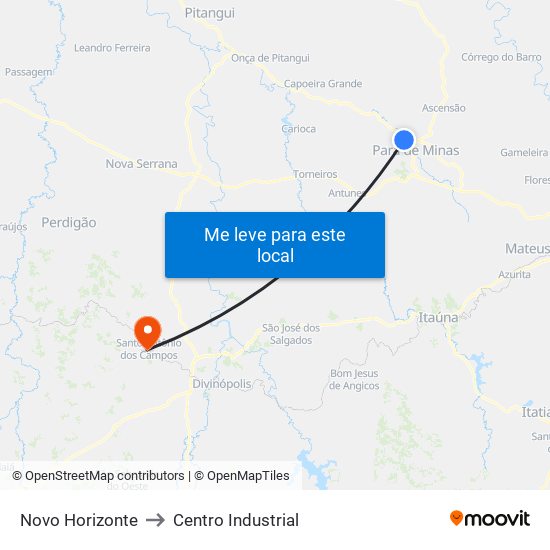 Novo Horizonte to Centro Industrial map