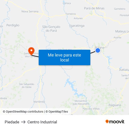 Piedade to Centro Industrial map