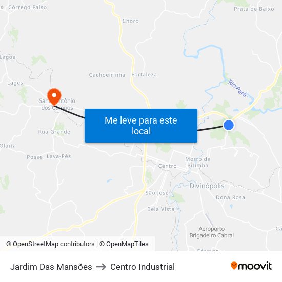 Jardim Das Mansões to Centro Industrial map