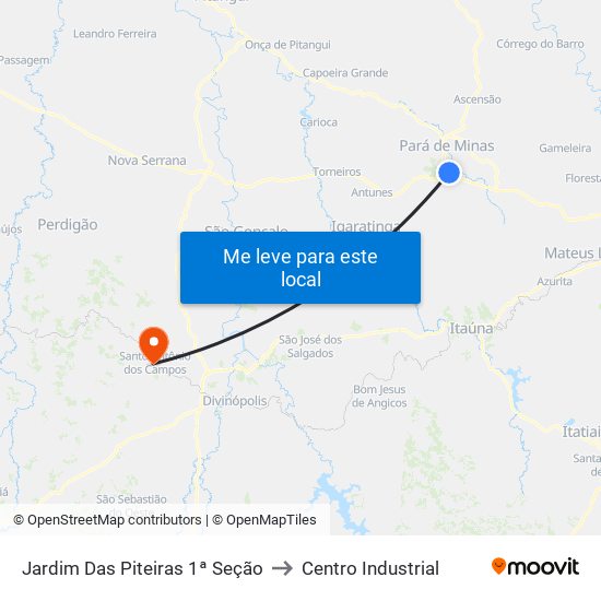 Jardim Das Piteiras 1ª Seção to Centro Industrial map