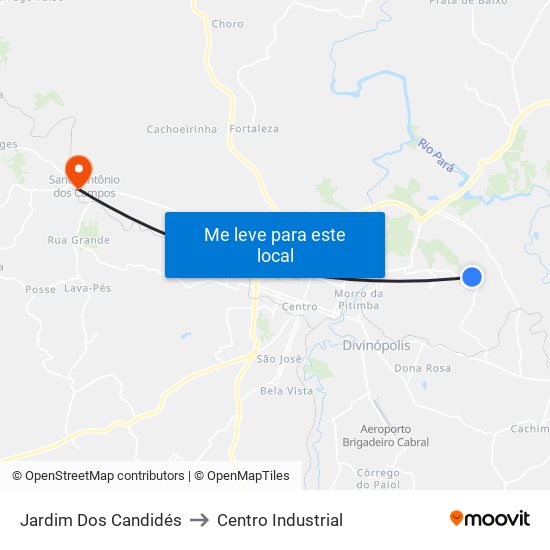 Jardim Dos Candidés to Centro Industrial map