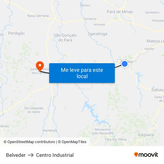 Belveder to Centro Industrial map
