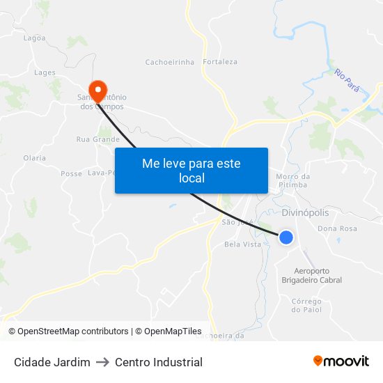 Cidade Jardim to Centro Industrial map