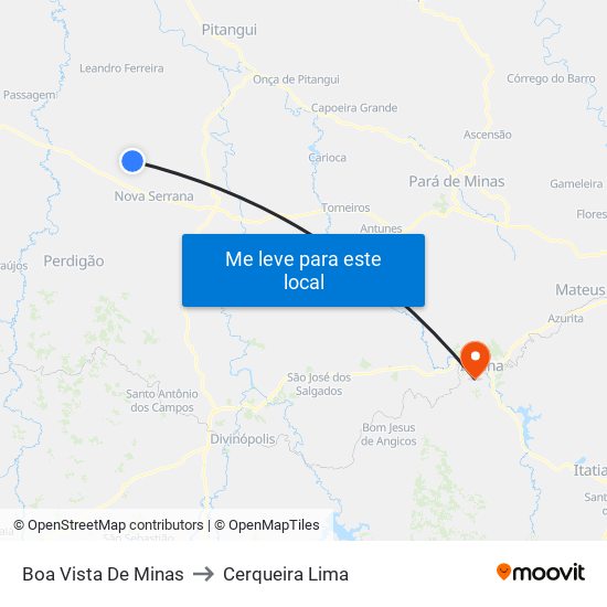 Boa Vista De Minas to Cerqueira Lima map