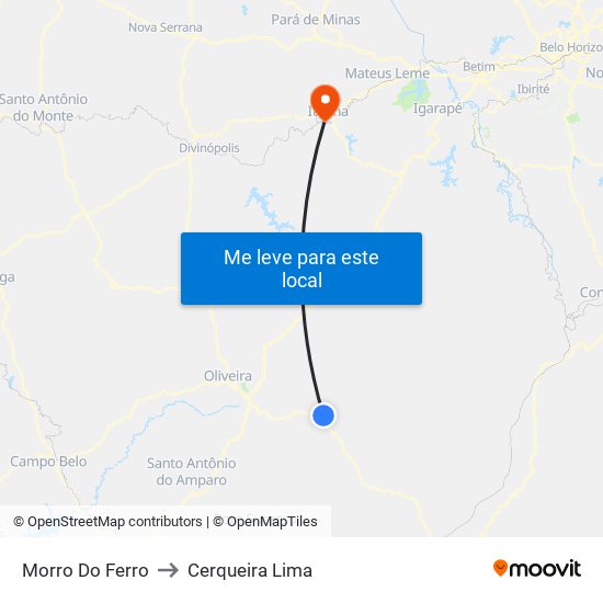 Morro Do Ferro to Cerqueira Lima map