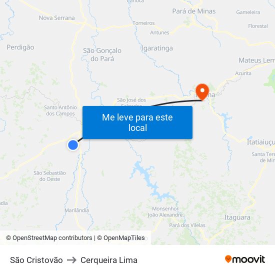 São Cristovão to Cerqueira Lima map