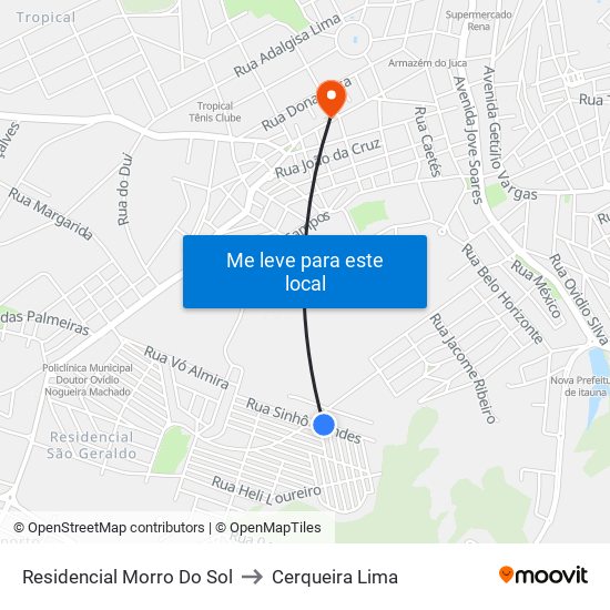 Residencial Morro Do Sol to Cerqueira Lima map