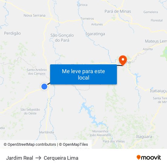 Jardim Real to Cerqueira Lima map