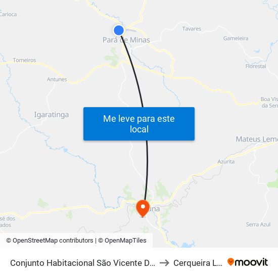 Conjunto Habitacional São Vicente De Paulo to Cerqueira Lima map