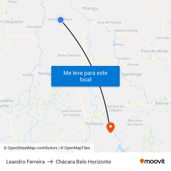 Leandro Ferreira to Chácara Belo Horizonte map