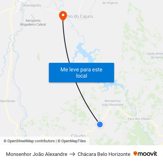 Monsenhor João Alexandre to Chácara Belo Horizonte map