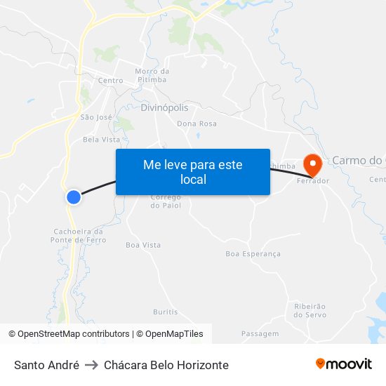 Santo André to Chácara Belo Horizonte map