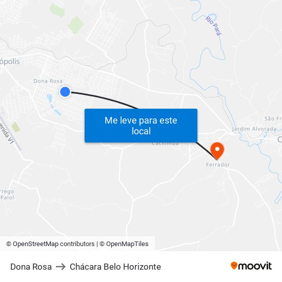 Dona Rosa to Chácara Belo Horizonte map