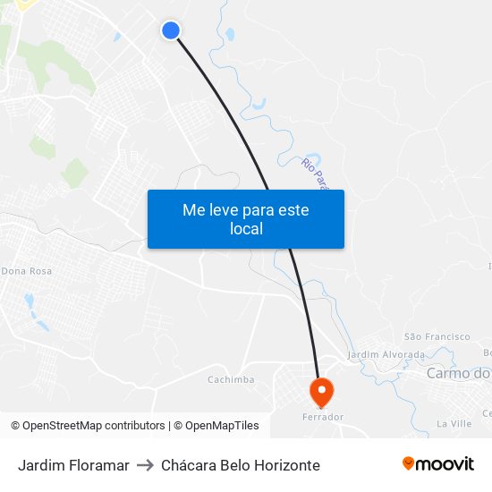 Jardim Floramar to Chácara Belo Horizonte map