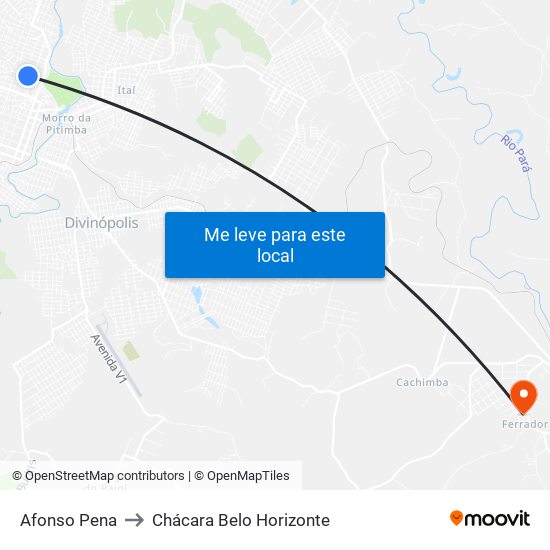 Afonso Pena to Chácara Belo Horizonte map