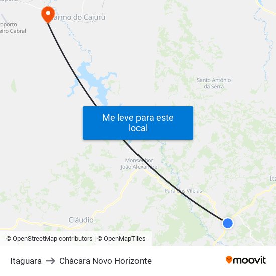 Itaguara to Chácara Novo Horizonte map